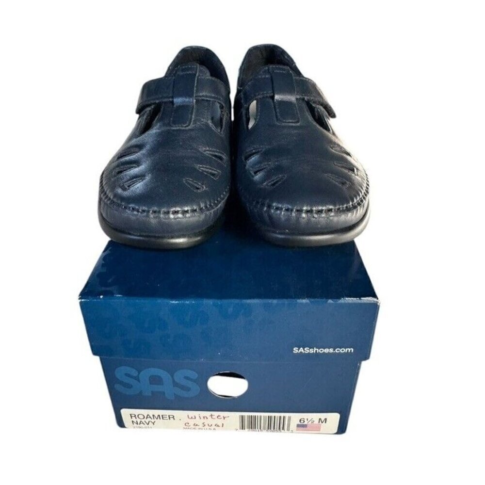 SAS Women’s Sz 6.5 M Navy Roamer EZ Strap Walking Shoe Mary Jane New In Box